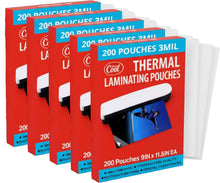 Load image into Gallery viewer, 3MIL Thermal Laminating Sheets (1000 Count) 9x11.5 inch, Letter Size Dry-Erase Friendly Laminating Pouches, Compatible with Laminators, Crystal Clear Laminated Finish