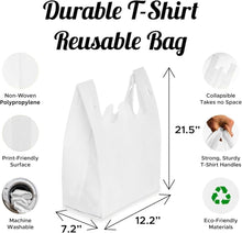 Load image into Gallery viewer, 200 Pack Reusable Grocery Bags Eco-Friendly T-Shirt Shopping Bags 21.5”x12.2”x7.2” Durable Recyclable Shopping Bags Washable, Foldable, Portable Tote Bags Bulk, White