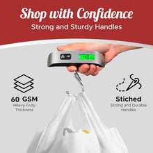 Load image into Gallery viewer, 200 Pack Reusable Grocery Bags Eco-Friendly T-Shirt Shopping Bags 21.5”x12.2”x7.2” Durable Recyclable Shopping Bags Washable, Foldable, Portable Tote Bags Bulk, White