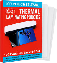 Load image into Gallery viewer, 5MIL Thermal Laminating Sheets (500 Count) 9x11.5 inch, Letter Size Dry-Erase Friendly Laminating Pouches, Compatible with Laminators, Crystal Clear Laminated Finish