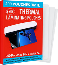 Load image into Gallery viewer, 3MIL Thermal Laminating Sheets (200 Count) 9x11.5 inch, Letter Size, Dry-Erase Friendly Laminate Pouches, Compatible with Laminator Machine, Crystal Clear Laminated Finish