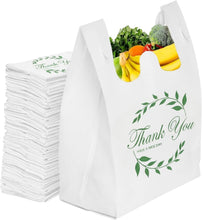 Load image into Gallery viewer, Reusable Grocery Bags Eco-Friendly Thank You T-Shirt Shopping Bags 21.5”x12.2”x7.2” Durable Recyclable Shopping Bags Washable, Foldable, Portable Tote Bags Bulk (200 Pack, White)