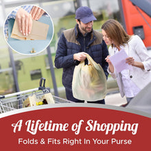Load image into Gallery viewer, 300 Pack Cream Reusable Eco-Friendly Grocery T-Shirt Shopping Bags 21.5”x12.2”x7.2” Durable Recyclable Washable Foldable Portable Tote Bags Bulk
