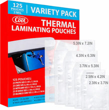 Load image into Gallery viewer, 3MIL Thermal Laminating Sheets (125 Count) Small Sizes, Photo, Card, Notecard, ID Badge, Business Card Dry-Erase Friendly Laminating Pouches, Compatible with Laminators Crystal Clear Laminated Finish