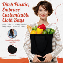 Load image into Gallery viewer, 50 Pack Black Reusable Cloth Bags 13"W x 15"H