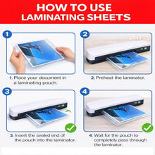 Load image into Gallery viewer, 5MIL Thermal Laminating Sheets (100 Count) 9x11.5 inch, Letter Size Dry-Erase Friendly Laminating Pouches, Compatible with Laminators, Crystal Clear Laminated Finish