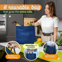 Load image into Gallery viewer, 200 Pack Reusable Grocery Bags Bulk-Large Heavy Duty Washable Tote Bag 14.5"x14"x6.6", Foldable Eco-Friendly Shopping Bags for Grocery Stores, Markets & Retail Use(Navy Blue)