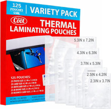 Load image into Gallery viewer, 5MIL Thermal Laminating Sheets (125 Count) Small Sizes, Photo, Card, Notecard, ID Badge, Business Card Dry-Erase Friendly Laminating Pouches, Compatible with Laminators, Crystal Clear Laminated Finish