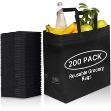 Load image into Gallery viewer, 200 Pack Reusable Bags Bulk-Large 14.5"x14"x6.6", Black