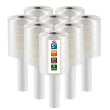Load image into Gallery viewer, 8 Pack Mini Hand Stretch Wrap 5" 1000 Ft Roll 80 Gauge
