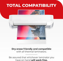 Load image into Gallery viewer, 5MIL Thermal Laminating Sheets (100 Count) 9x11.5 inch, Letter Size Dry-Erase Friendly Laminating Pouches, Compatible with Laminators, Crystal Clear Laminated Finish
