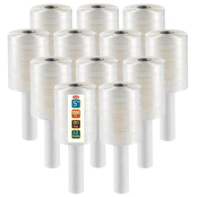 Load image into Gallery viewer, 12 Pack Mini Hand Stretch Wrap 5" 1000 Ft Roll 80 Gauge
