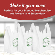 Load image into Gallery viewer, Reusable Grocery Bags Eco-Friendly Thank You T-Shirt Shopping Bags 21.5”x12.2”x7.2” Durable Recyclable Shopping Bags Washable, Foldable, Portable Tote Bags Bulk (450 Pack, White)
