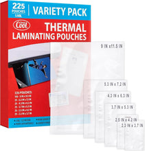Load image into Gallery viewer, 5MIL Thermal Laminating Sheets (225 Count) Letter, Photo, Card, Notecard, ID Badge and Business Card Sizes, Laminating Pouches, Compatible with Laminators, Crystal Clear Laminated Finish
