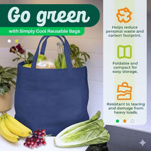 Load image into Gallery viewer, 200 Pack Reusable Grocery Bags Bulk-Large Heavy Duty Washable Tote Bag 14.5"x14"x6.6", Foldable Eco-Friendly Shopping Bags for Grocery Stores, Markets &amp; Retail Use(Navy Blue)
