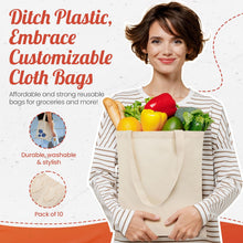Load image into Gallery viewer, 10 Pack  Reusable Cloth Bags 13"W x 15"H

