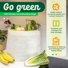 Load image into Gallery viewer, 50 Pack Reusable Grocery Bags Bulk-Heavy Duty Washable Foldable Shopping Tote Bags 12.6"x6.3"x11.8", Eco-Friendly Commercial Bags for Retail Stores, Markets &amp; Business Use, Cream
