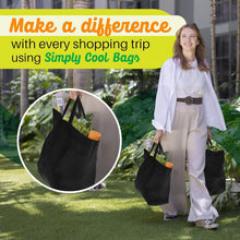 Load image into Gallery viewer, 50 Pack Reusable Grocery Bags Bulk-Large Heavy Duty Washable Tote Bag 14.5"x14"x6.6", Foldable Eco-Friendly Shopping Bags for Grocery Stores, Markets &amp; Everyday Use(Black)
